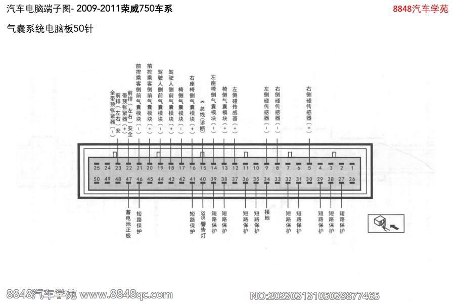 2009-2011荣威750车系-气囊系统电脑板50针